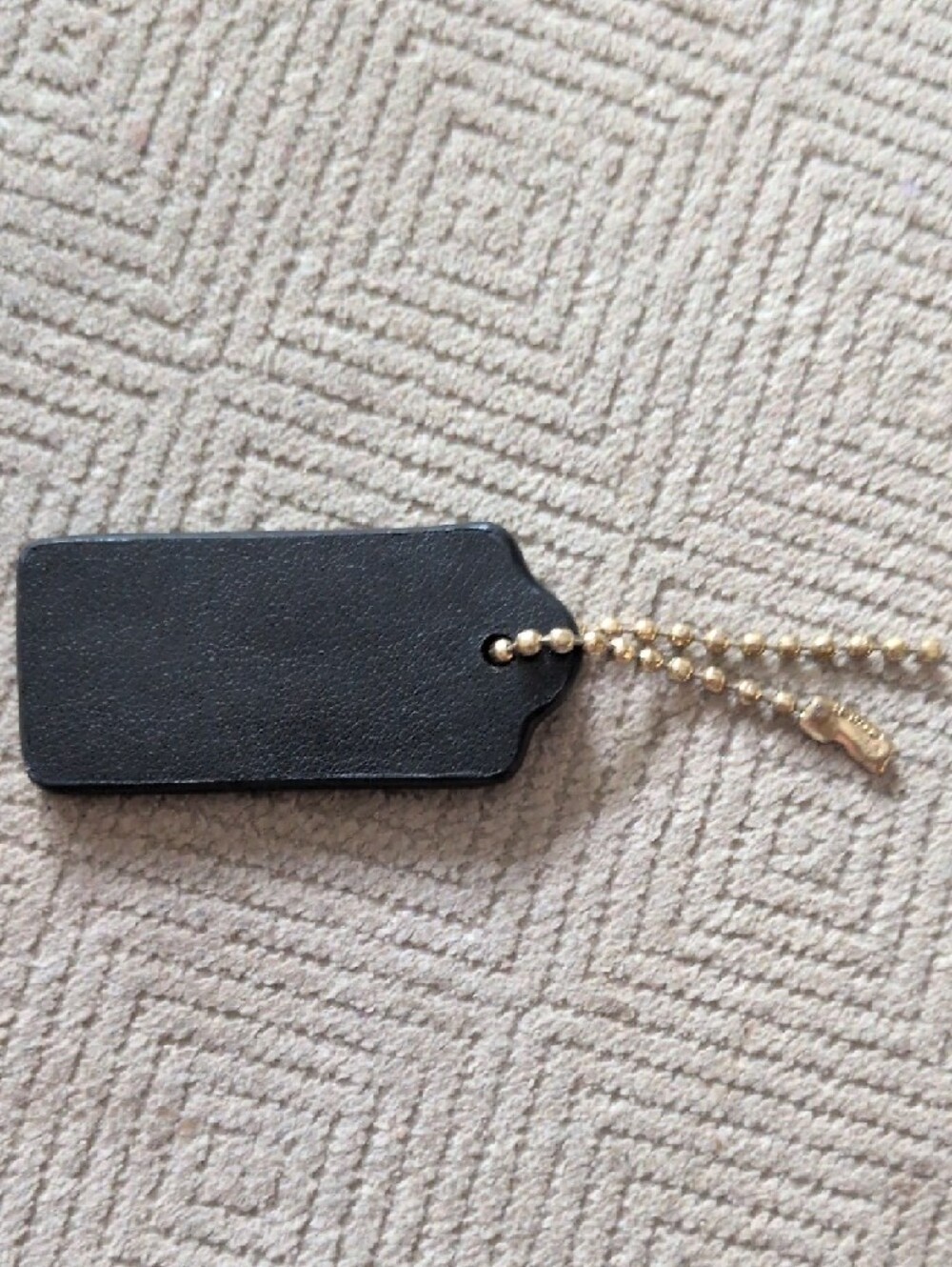 COACH Black Leather Bag Charm with Gold Chain - Picture 2 of 4